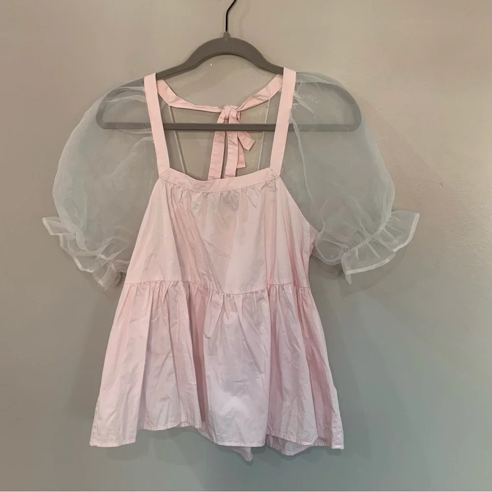 ✅ Tuckernuck Pomander Place Blouse Puff Sleeve in Light Pink